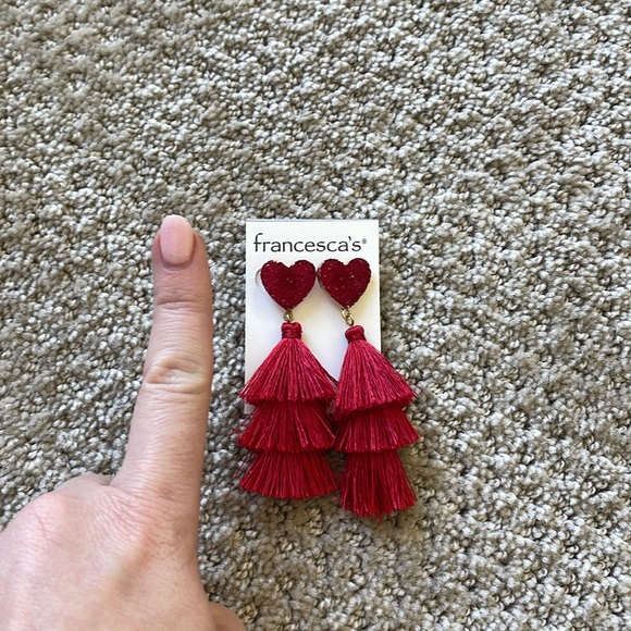 *SOLD* Francesca’s heart tassel earrings ❤️ - Picture 3 of 3